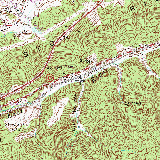Topographic Map of Dam Hollow, WV