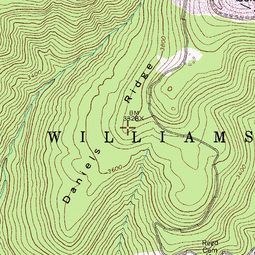 Topographic Map of Daniel Ridge, WV