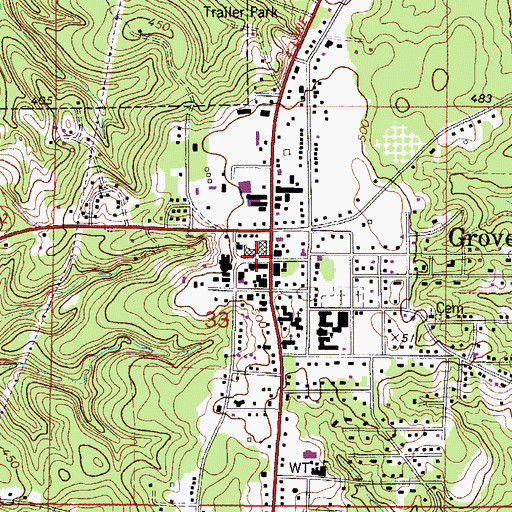 Topographic Map of Grove Hill, AL