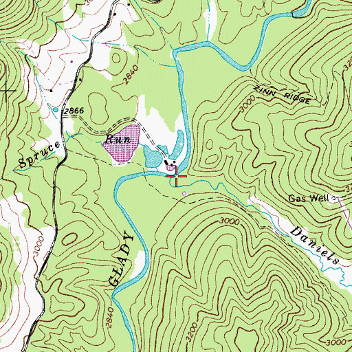 Topographic Map of Daniels Creek, WV