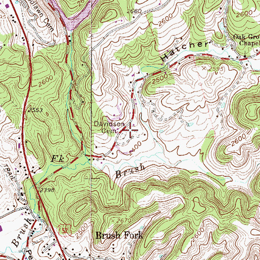 Topographic Map of Davidson Cemetery, WV