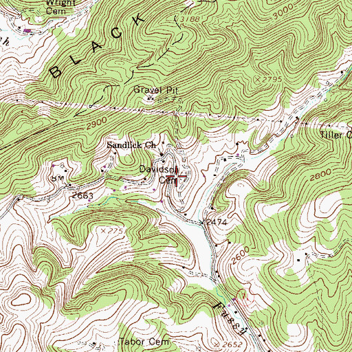Topographic Map of Davidson Cemetery, WV