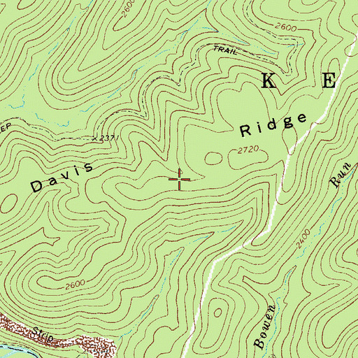 Topographic Map of Davis Ridge, WV