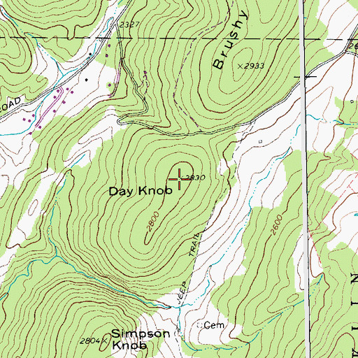 Topographic Map of Day Knob, WV