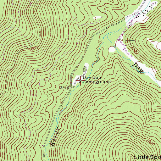 Topographic Map of Day Run Campground, WV