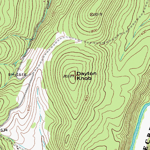 Topographic Map of Dayton Knob, WV