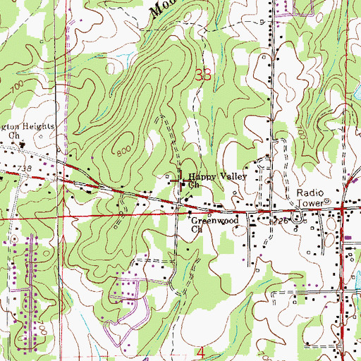 Topographic Map of Happy Valley Baptist Church, AL