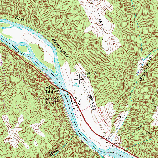 Topographic Map of Deakins Cemetery, WV