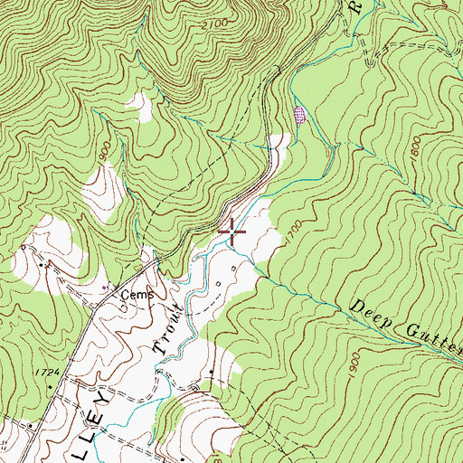 Topographic Map of Deep Gutter Run, WV