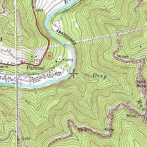Topographic Map of Deep Run, WV