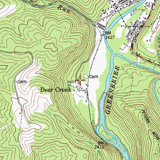 Topographic Map of Deer Creek, WV