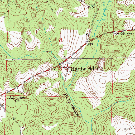 Topographic Map of Hardwickburg, AL