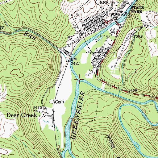 Topographic Map of Deer Creek, WV