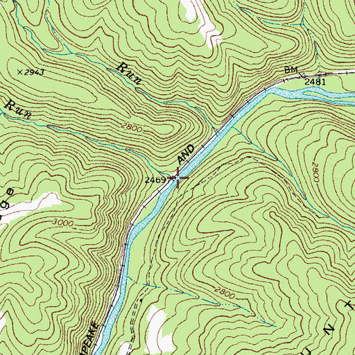 Topographic Map of Deever Run, WV