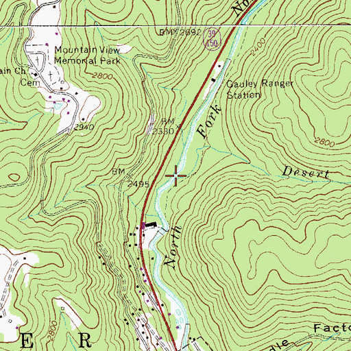 Topographic Map of Desert Branch, WV