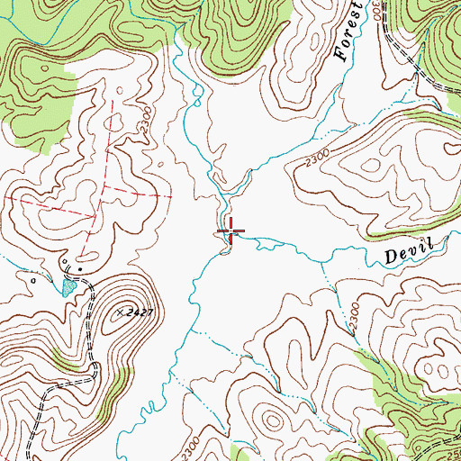 Topographic Map of Devil Creek, WV