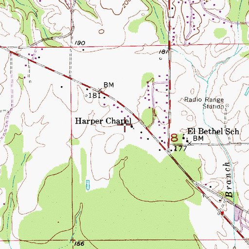 Topographic Map of Harper Chapel, AL