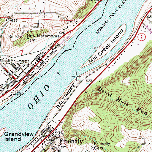 Topographic Map of Devil Hole Run, WV