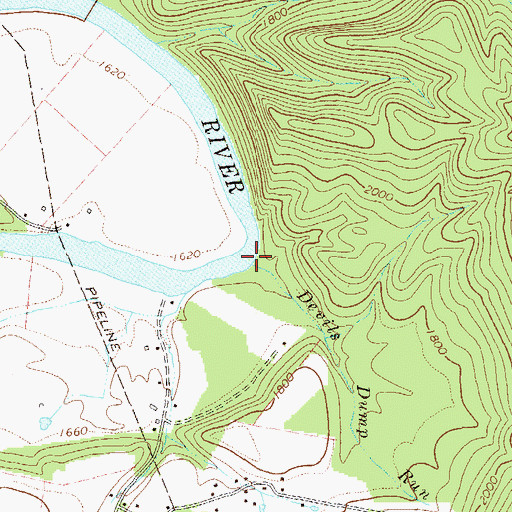 Topographic Map of Devils Dump Run, WV