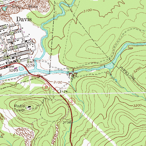 Topographic Map of Devils Run, WV