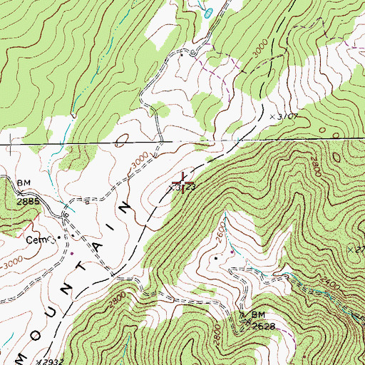 Topographic Map of Dickinson Mountain, WV
