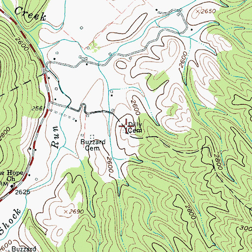 Topographic Map of Dilly Cemetery, WV