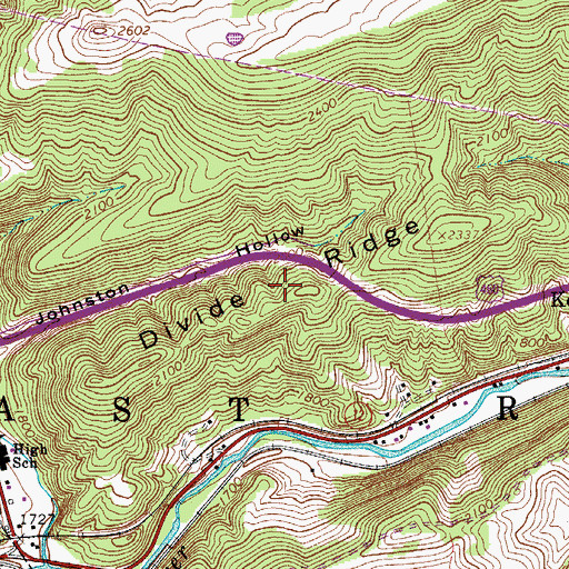Topographic Map of Divide Ridge, WV