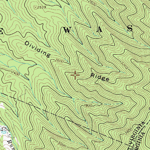 Topographic Map of Dividing Ridge, WV