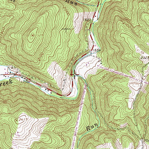 Topographic Map of Dog Run, WV