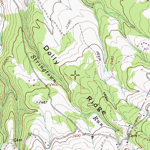 Topographic Map of Dolly Ridge, WV
