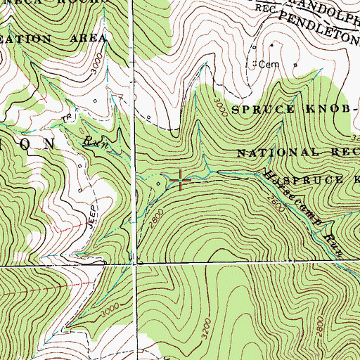Topographic Map of Dolly Run, WV