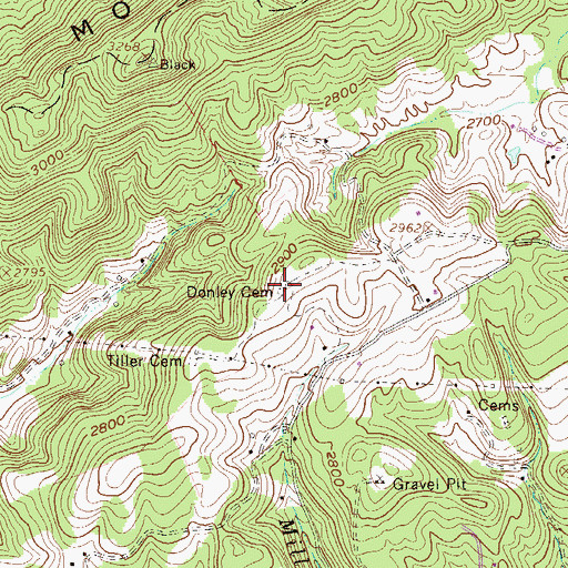 Topographic Map of Donley Cemetery, WV