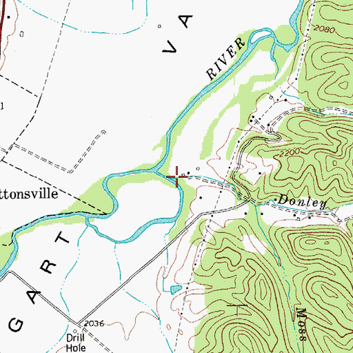 Topographic Map of Donley Run, WV
