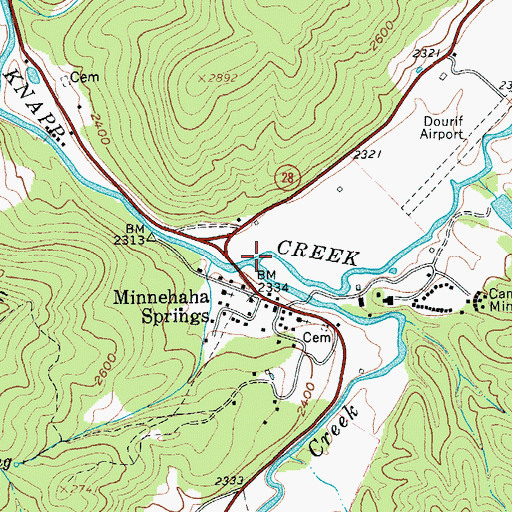 Topographic Map of Douthat Creek, WV