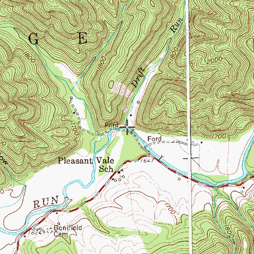 Topographic Map of Drift Run, WV