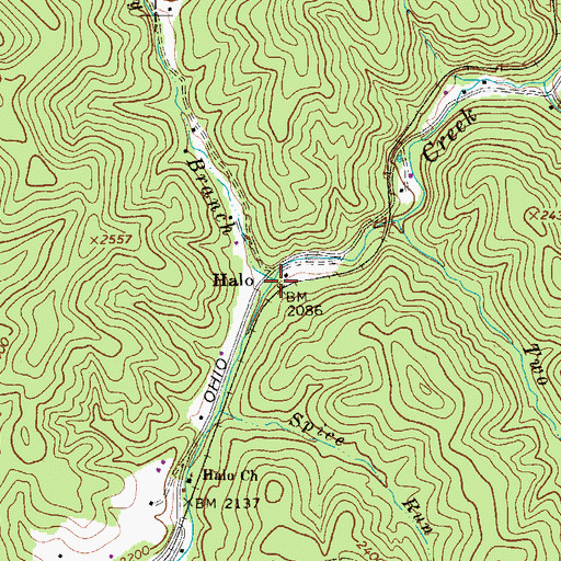 Topographic Map of Dry Branch, WV