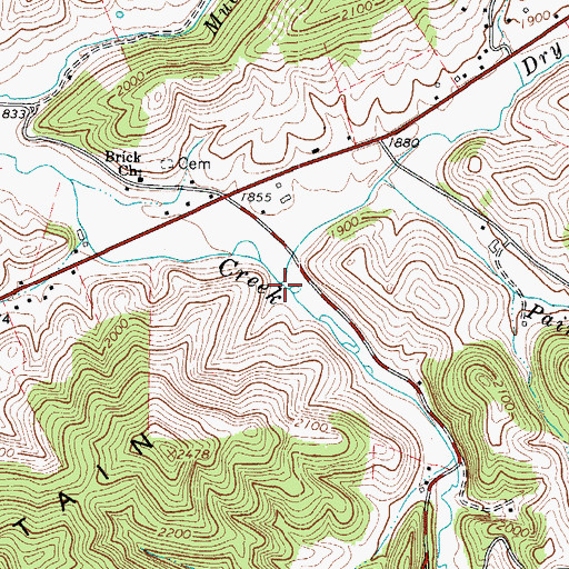 Topographic Map of Dry Creek, WV
