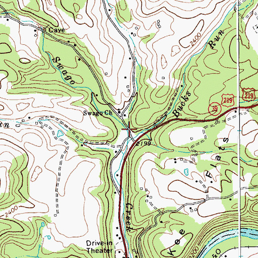 Topographic Map of Dry Creek, WV