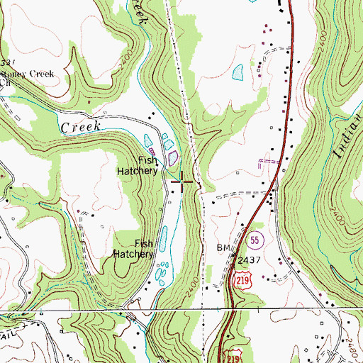 Topographic Map of Dry Creek, WV