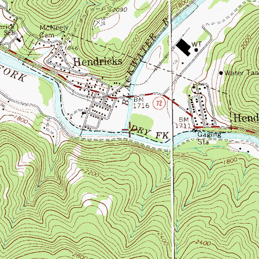 Topographic Map of Dry Fork, WV