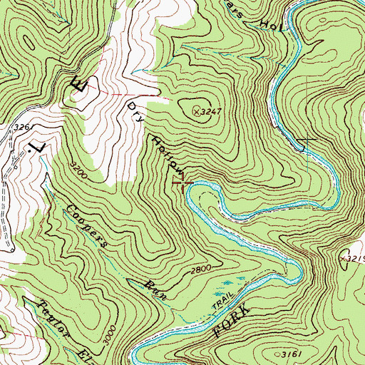 Topographic Map of Dry Hollow, WV
