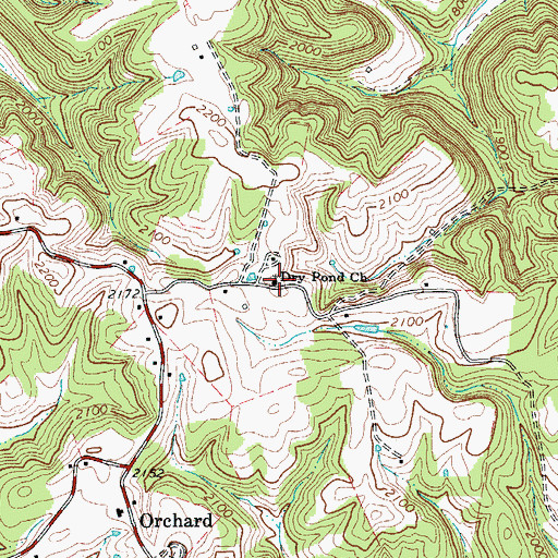 Topographic Map of Dry Pond Church, WV