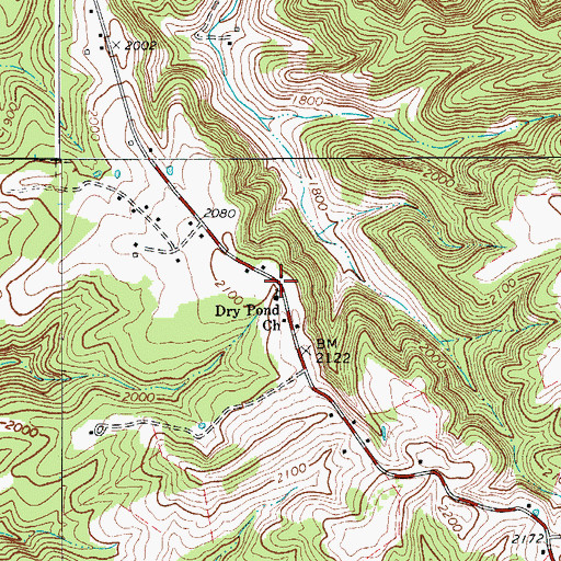 Topographic Map of Dry Pond Church, WV