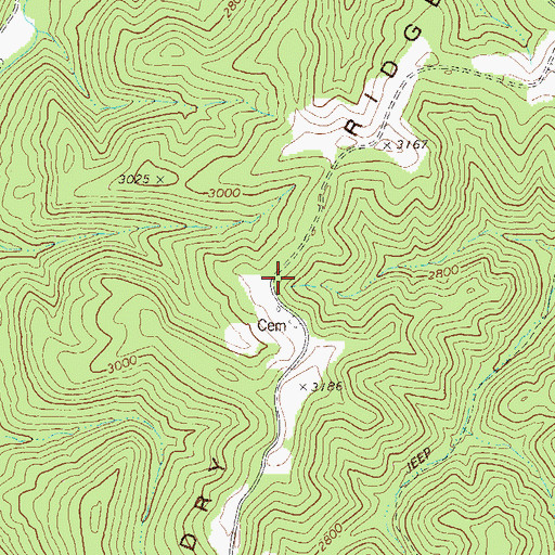 Topographic Map of Dry Ridge, WV