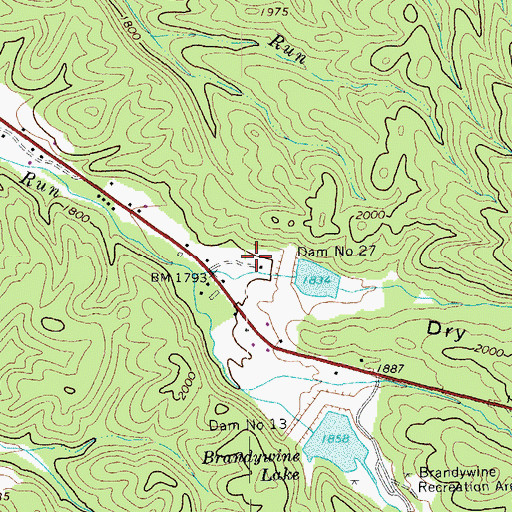 Topographic Map of Dry River Hollow, WV