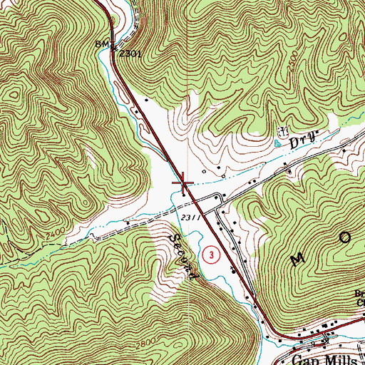 Topographic Map of Dry Run, WV