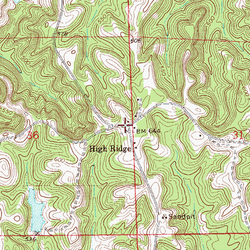 Topographic Map of High Ridge, AL