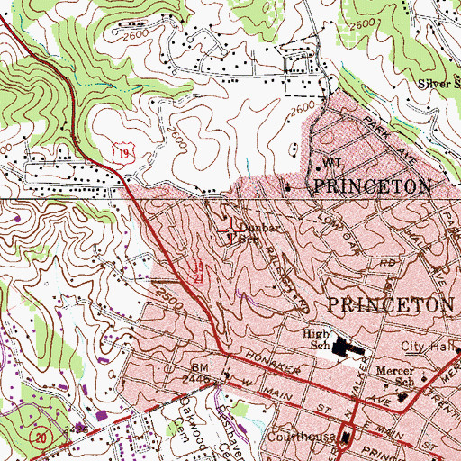 Topographic Map of Dunbar School (historical), WV
