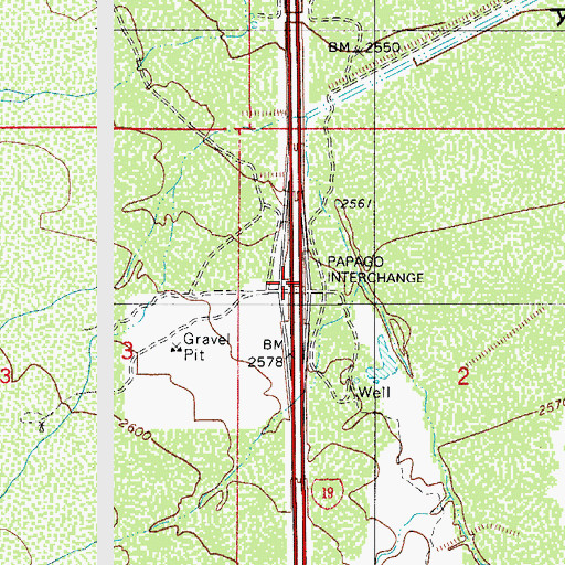Topographic Map of Papago Interchange, AZ