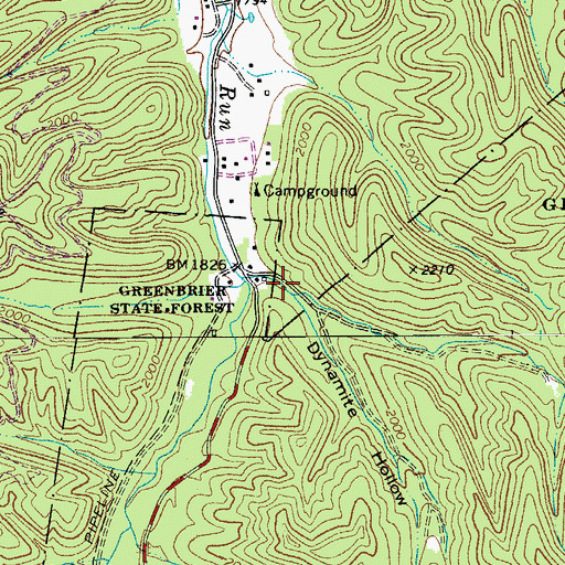 Topographic Map of Dynamite Hollow, WV